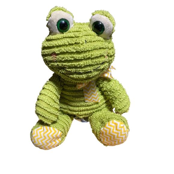 Hug Fun plush green frog stuffed animal chenille ruffle material - Picture 1 of 10